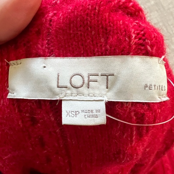 LOFT Cable Knit Pom Pom Tie Neck Sweater - Picture 6 of 6